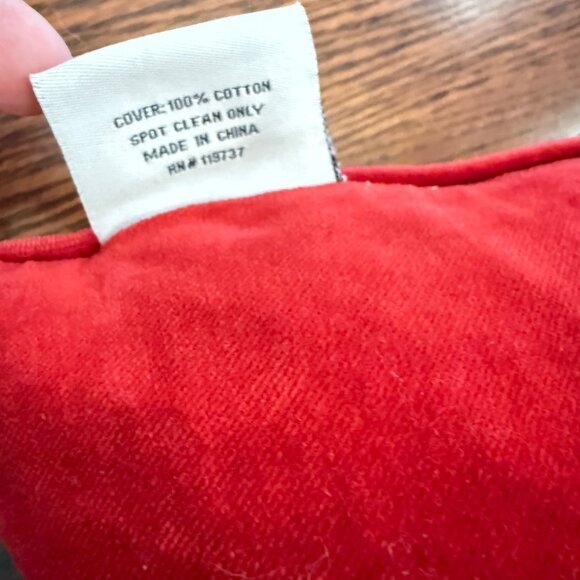 Storehouse Red Velvet Pillow Down Feather Fill Lumbar Silver Embroidered Holiday - Picture 7 of 9